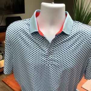 Redvanly Athletic Luxury Men's Blues and White Print Polo Shirt Sz M…